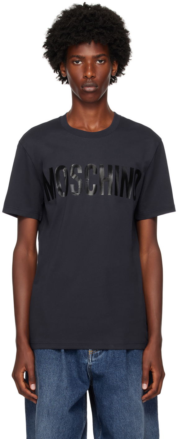 Тениска Moschino Navy Bonded Logo T-Shirt Черно | 242ZZA070152411342