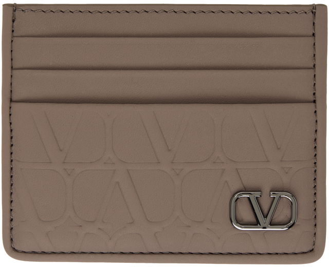 Garavani Embossed Card Holder "Taupe"