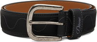 Desert Wavy Stitch Leather Belt with Silver-Tone Buckle
