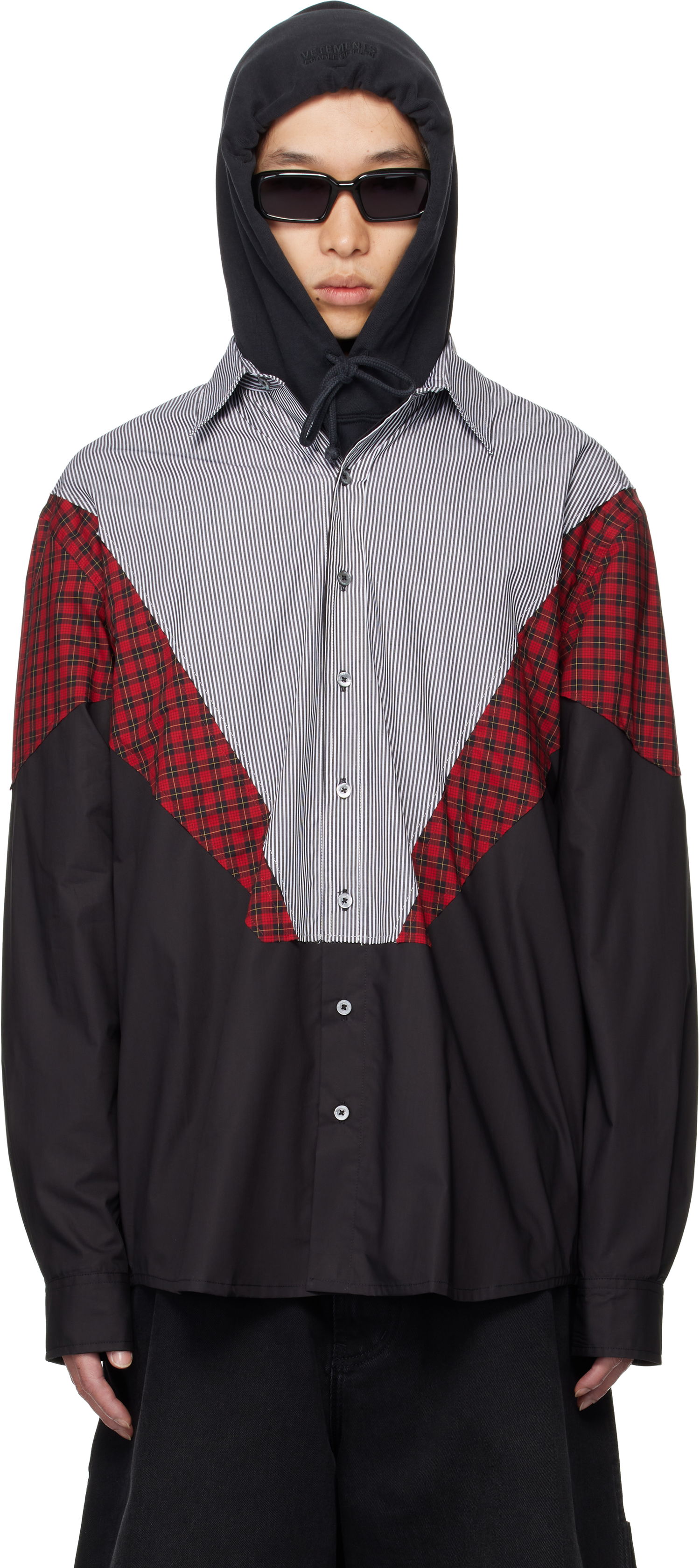 Риза VETEMENTS VETEMENTS Tracksuit Panelled Shirt Черно | UH76SH860BR, 0