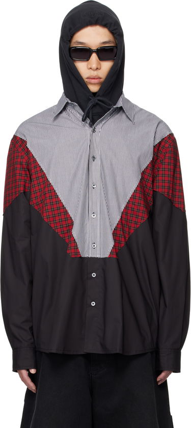 Риза VETEMENTS VETEMENTS Tracksuit Panelled Shirt Черно | UH76SH860BR, 0