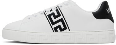 Кецове и обувки Versace White Embroidered Greca Sneakers Бяло | 1014460_1A00776, 2