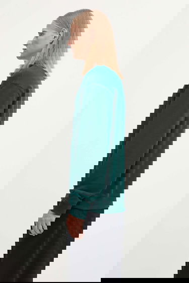 Суитчър Carhartt WIP Long Sleeve Polo Sweatshirt with Logo Patch Зелено | I035532.05AXX, 1