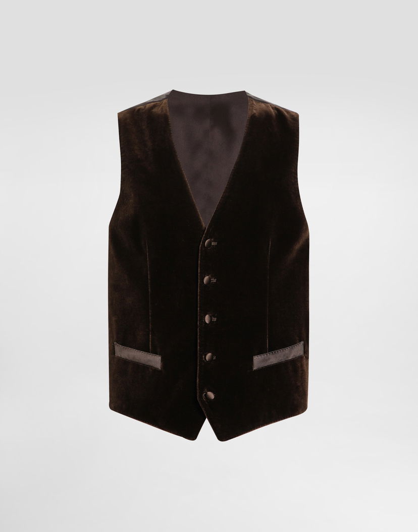 Жилетка Dolce & Gabbana Dolce & Gabbana Smooth Velvet Vest Кафяво | G702UTFUVG7M0937