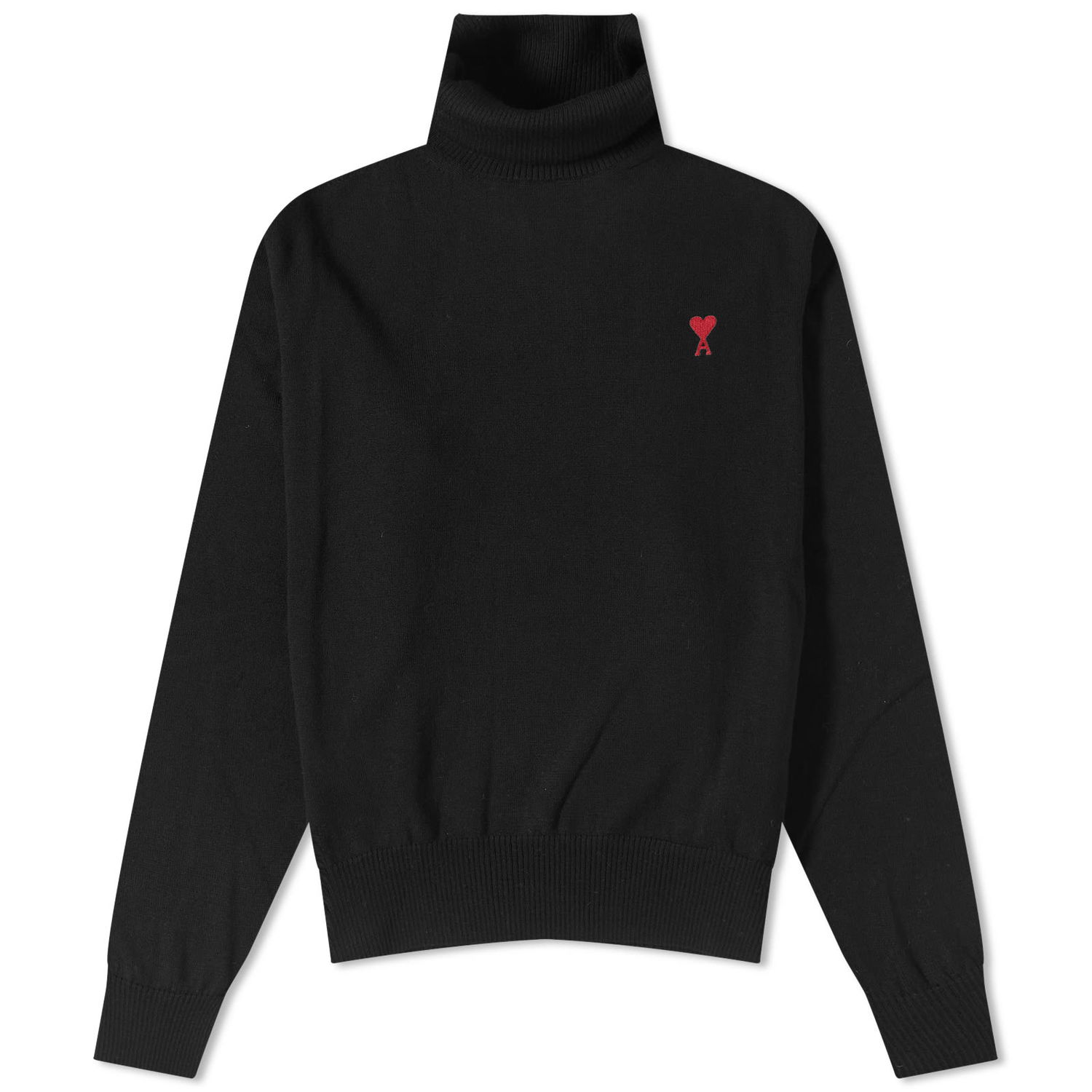 Облекло AMI Small A Heart Roll Neck Черно | HKS411-KN0025-001, 0
