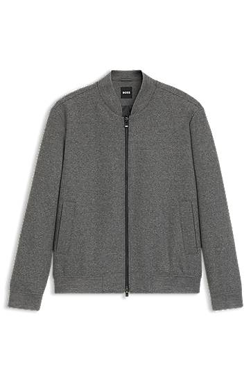 Slim-fit bomber jacket in brushed stretch flannel