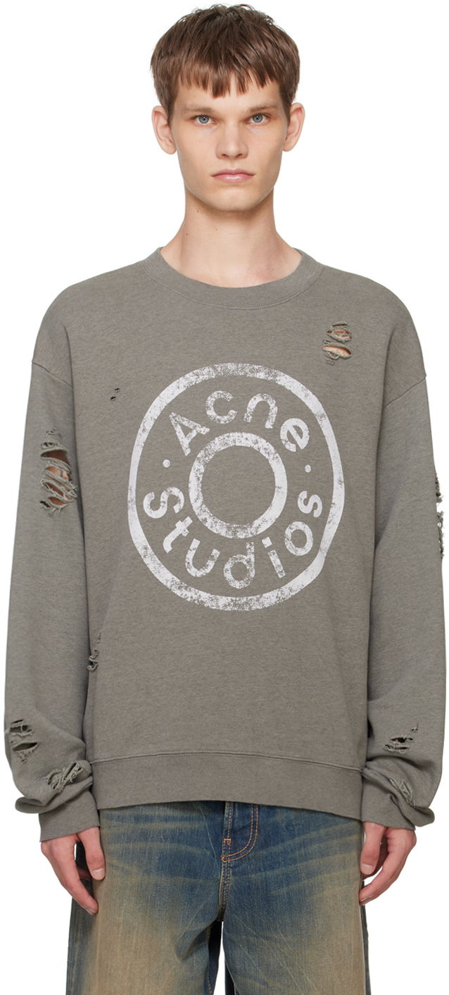 Суитчър Acne Studios Green Printed-Logo Sweatshirt Зелено | CI0179-