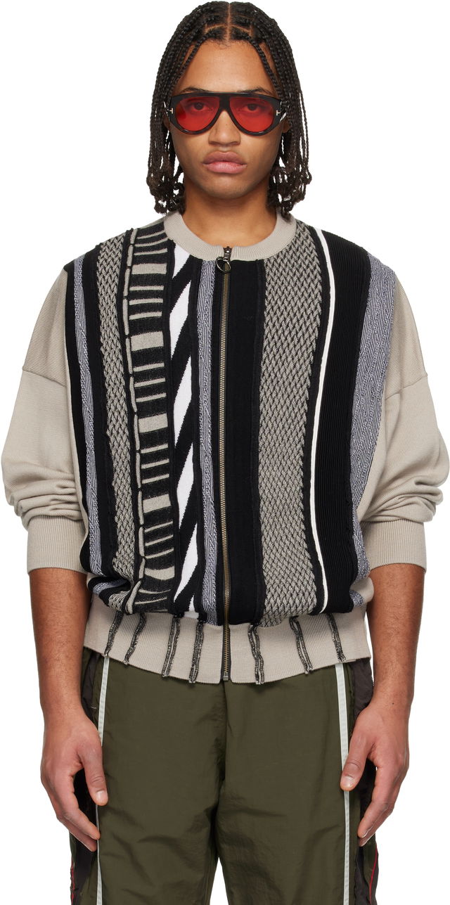 Martine Rose Multi Stripe Zip Up Crew Sweater