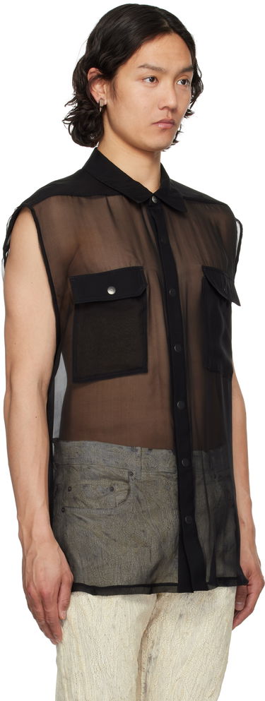Риза Rick Owens Rick Owens Hollywood Jumbo Sleeveless Shirt Черно | RR01E5239 S, 1
