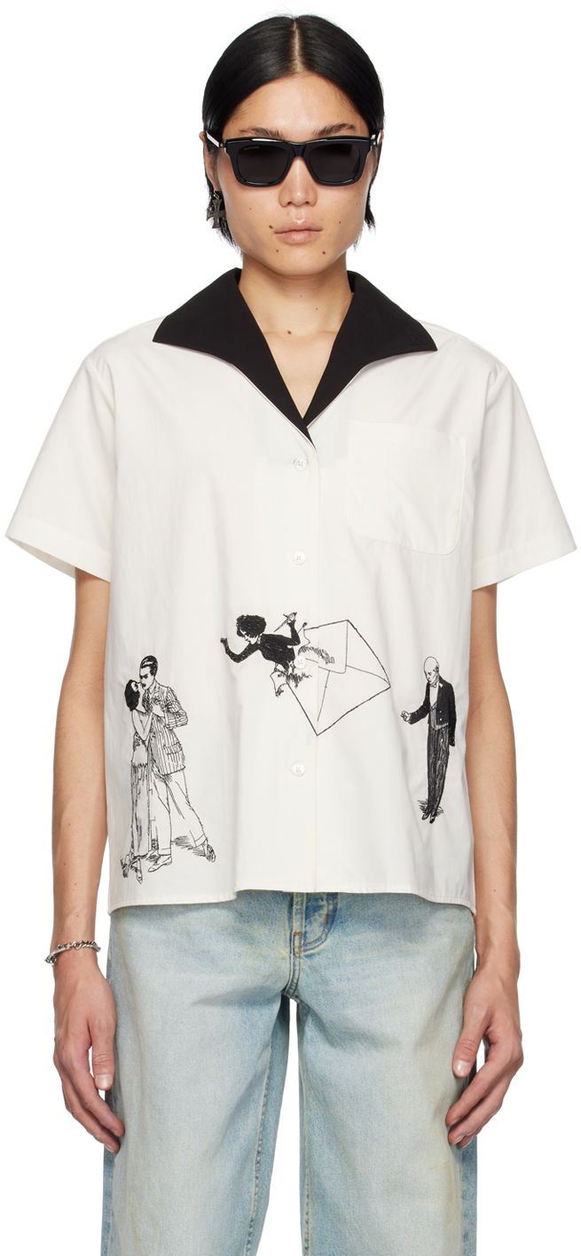 Риза Enfants Riches Déprimés Enfants Riches Déprimés Romance/Distress Print Shirt Бяло | 040-231, 0