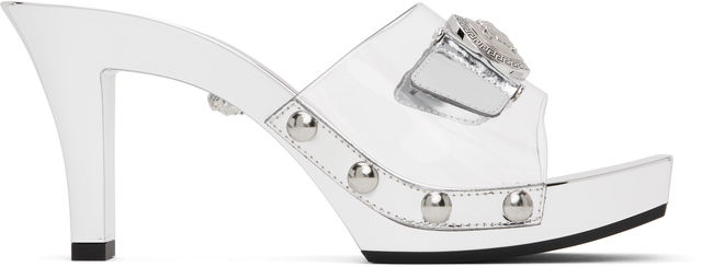 Versace Medusa Buckle Transparent Heeled Sandals