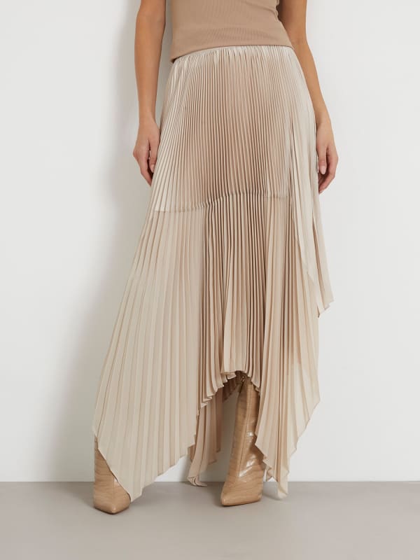 Пола GUESS Pleated Midi Skirt Бежово | W4RD85WFXF2, 0