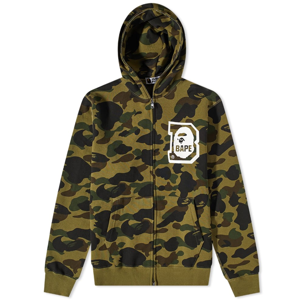 Суитчър BAPE A Bathing Ape 1st Camo Full Zip Hoody Зелено | 001ZPI801009M-GRN, 0