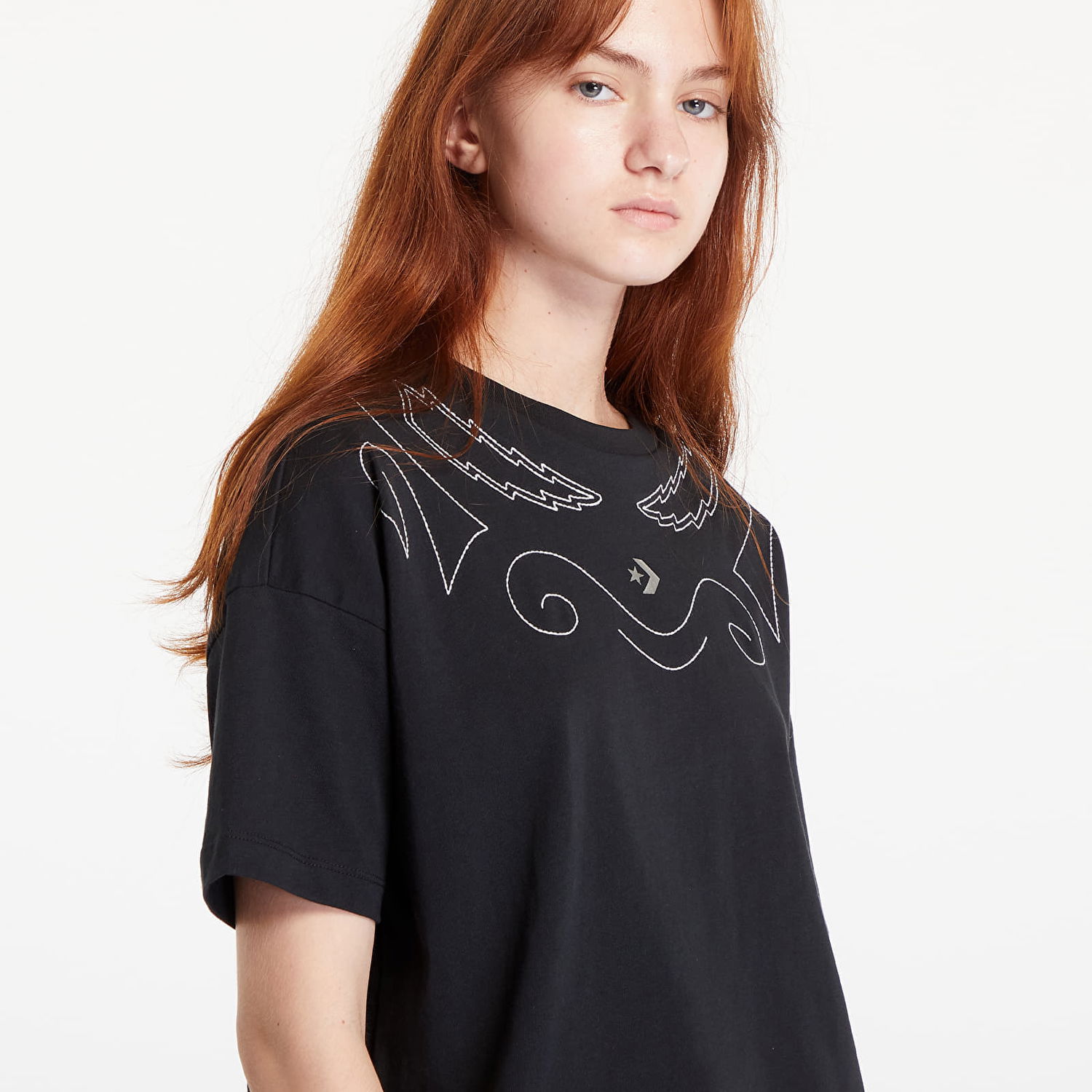 Съкратен топ Converse Proud To Be Oversized Cropped T-Shirt Black Черно | 10027209-A01, 1