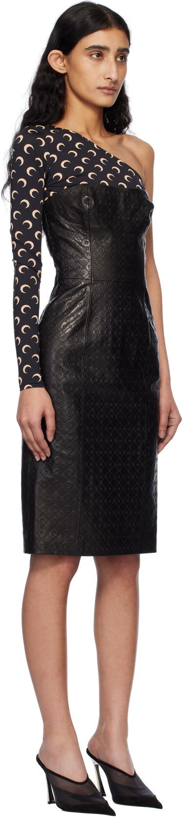 Pокля Marine Serre Marine Serre Moonogram Embossed Leather Midi Dress Черно | WDR315A RLEA0021, 1