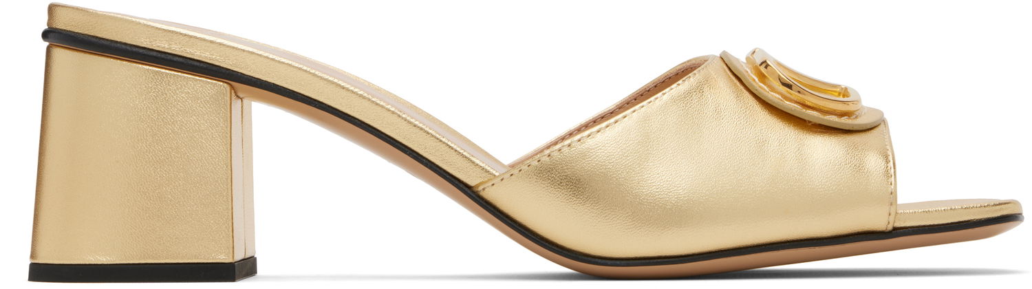 Кецове и обувки Valentino Valentino Garavani VLogo Signature Heeled Slide Sandals Металик | 7W2S0MH7KDR, 0