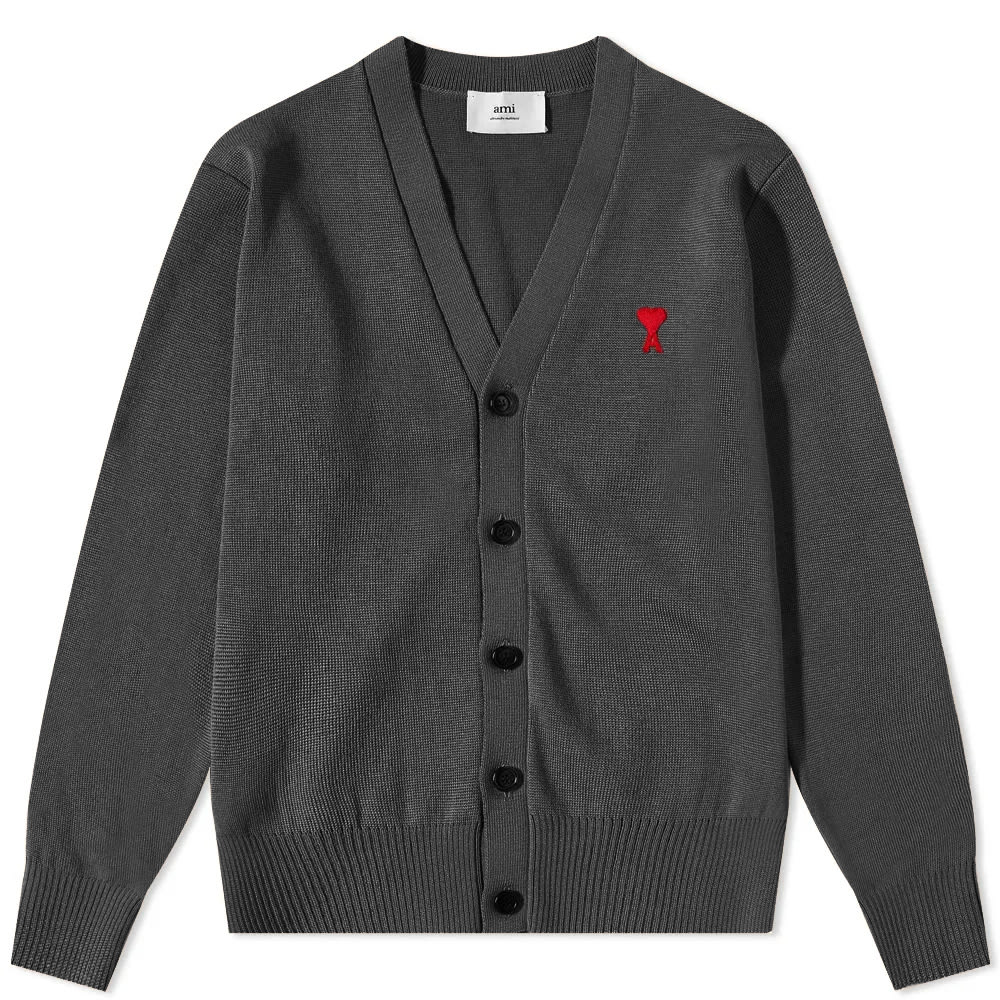 Пуловер AMI Small A Heart Cardigan Heather Сиво | HKC001-001-0551, 0