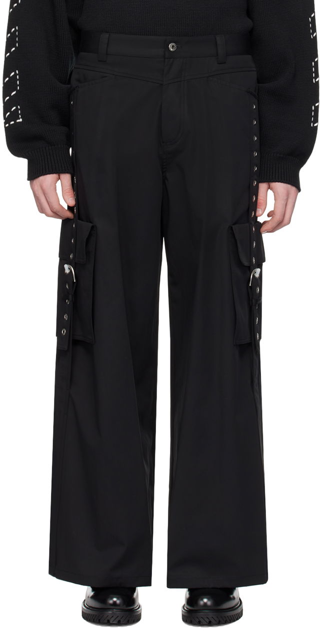 Black Buckles Cargo Pants