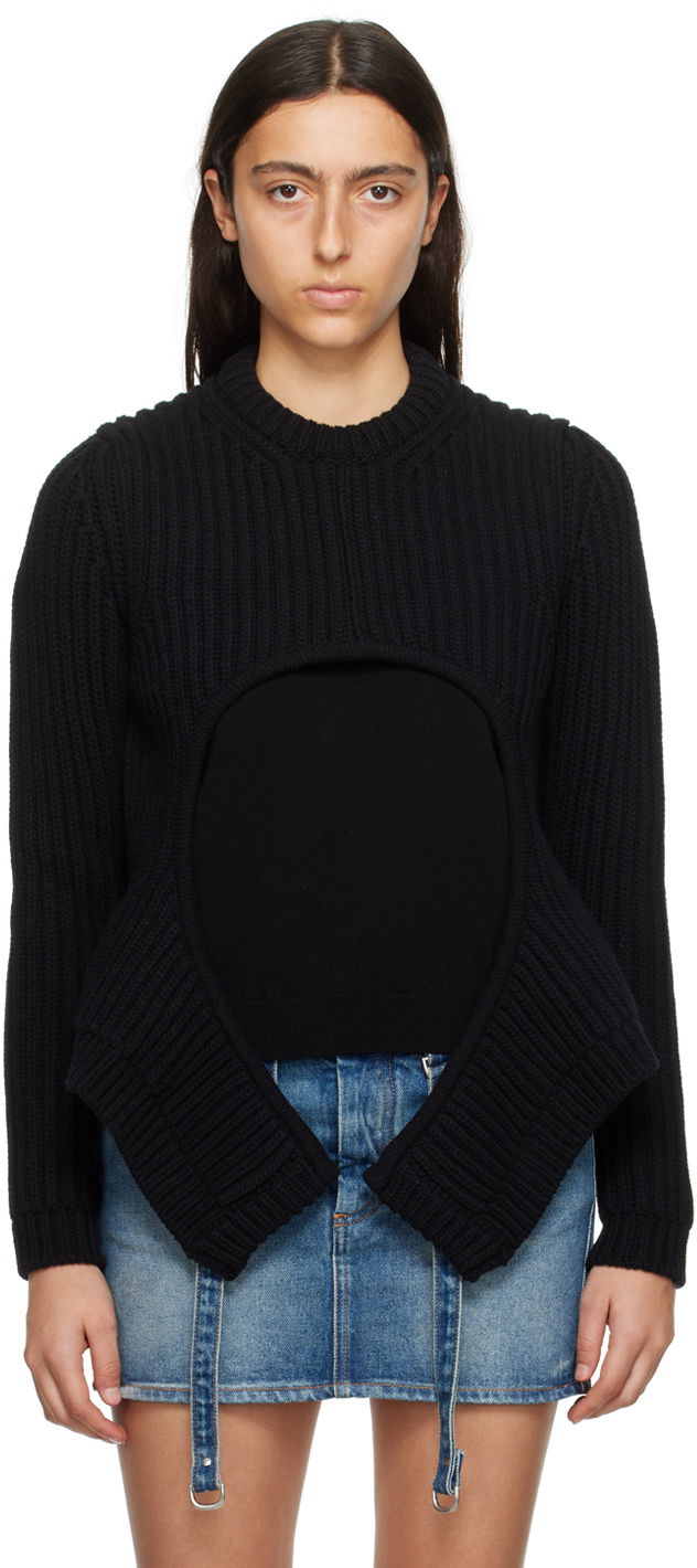 Пуловер Off-White Black Meteor Cut Out Sweater Черно | OWHE099F23KNI0011000, 0