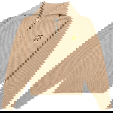 Пуловер MAISON KITSUNÉ Tonal Fox Head Patch Half Zip Crewneck Бежово | LW00809KT1093-H251, 0
