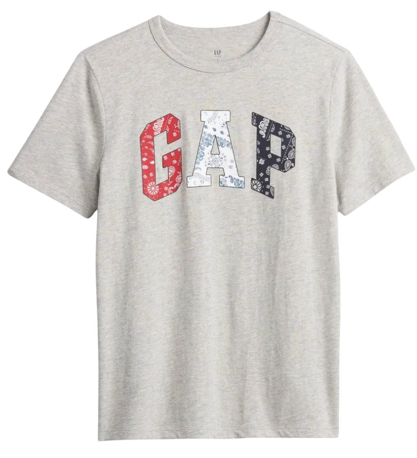 Тениска GAP T-Shirt Classic Logo Bandana Print Сиво | 768087-00