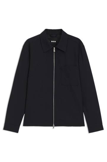 Яке BOSS BOSS Melange Virgin Wool Relaxed-Fit Overshirt Черно | 50546339, 0