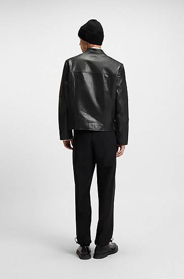Яке BOSS Slim-Fit Leather Jacket Черно | 50540984, 1
