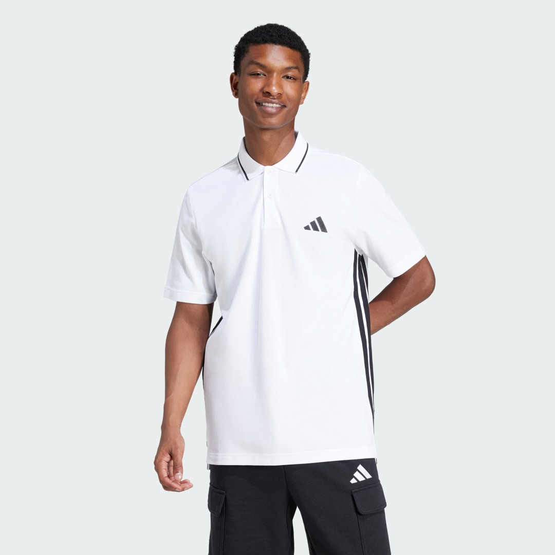 Поло тениска adidas Performance Essentials 3-Stripes Polo Shirt Бяло | JE6383, 0