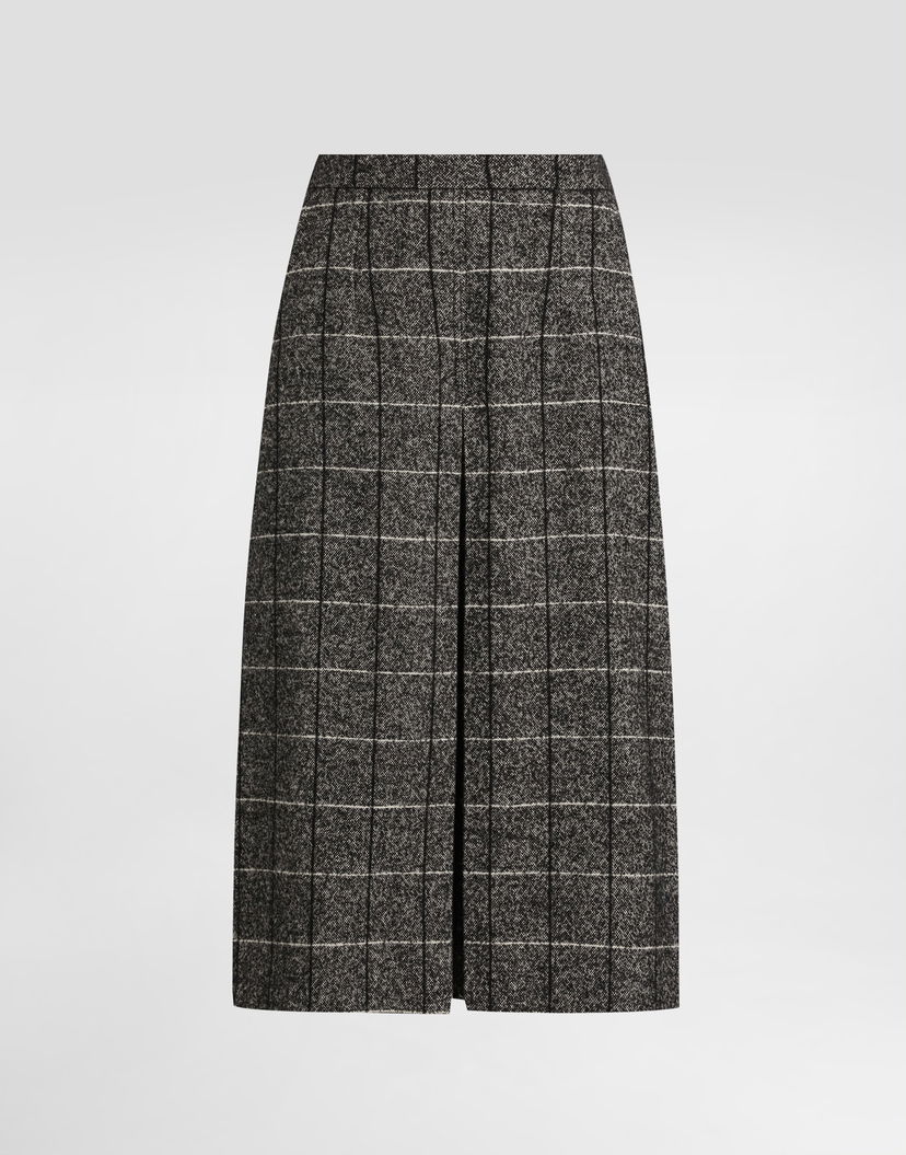 Пола Dolce & Gabbana Dolce & Gabbana Wool Blend Check A-Line Skirt Сиво | F4C61TFQZAJS8100