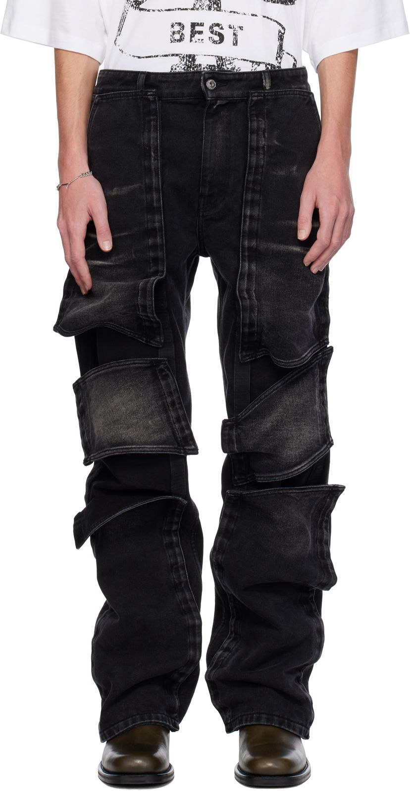 Карго панталони Y/PROJECT Velcro Multi Panel Jeans Черно | 207PA020