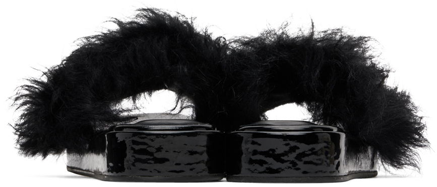 Аксесоари BY FAR BY FAR Shana Furry Slides Черно | 22FWSAHSBLTOS, 1