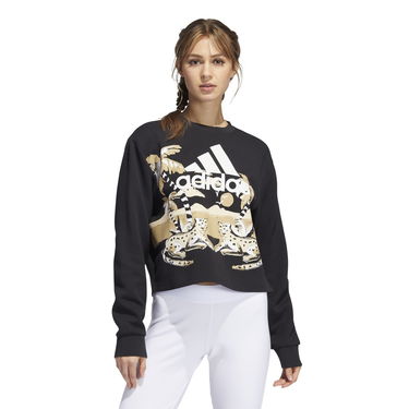 Суитчър adidas Performance Graphic Print Cropped Sweatshirt Черно | H57415, 0