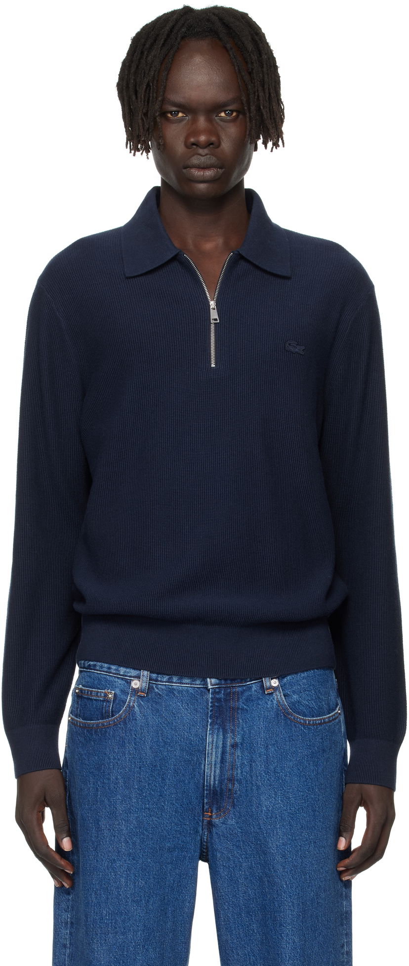 Поло тениска Lacoste Lacoste Half-Zip Polo Тъмно синьо | AH5187_166
