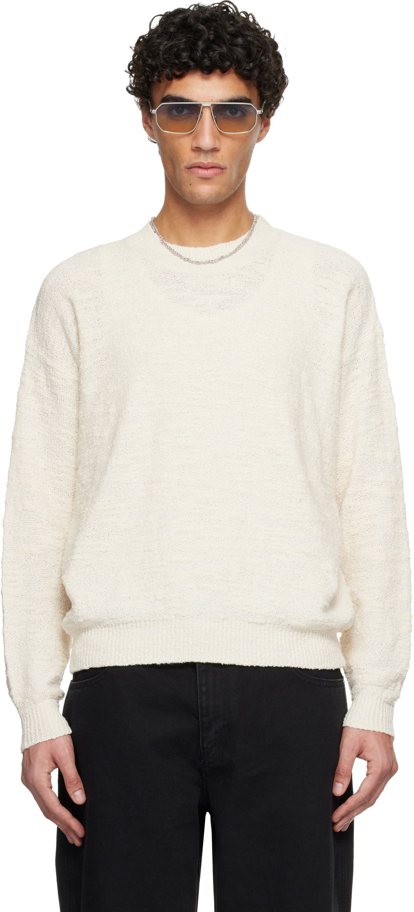 Пуловер ISABEL MARANT Achille Textured Crewneck Sweater Бяло | PU0680HB-C2L02H