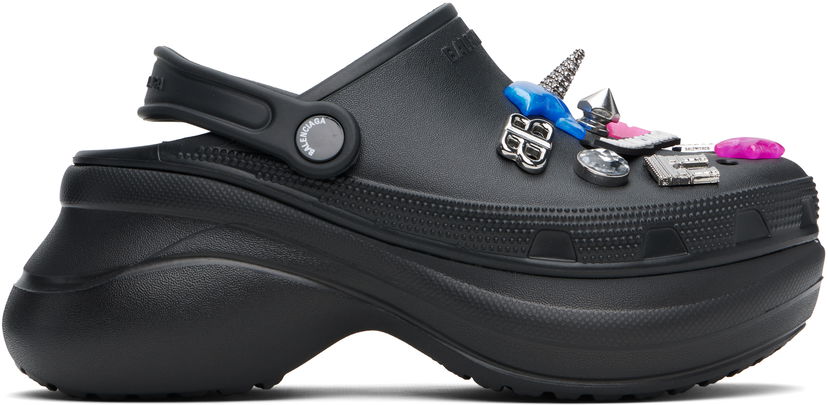Облекло Balenciaga Balenciaga Crocs Edition Jibbitz Mules Черно | 720762 W0FOW