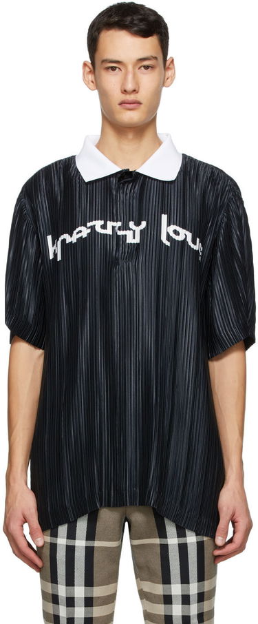 Поло тениска Burberry Burberry 'Crazy Love' Pleated Polo Черно | 4565874, 0