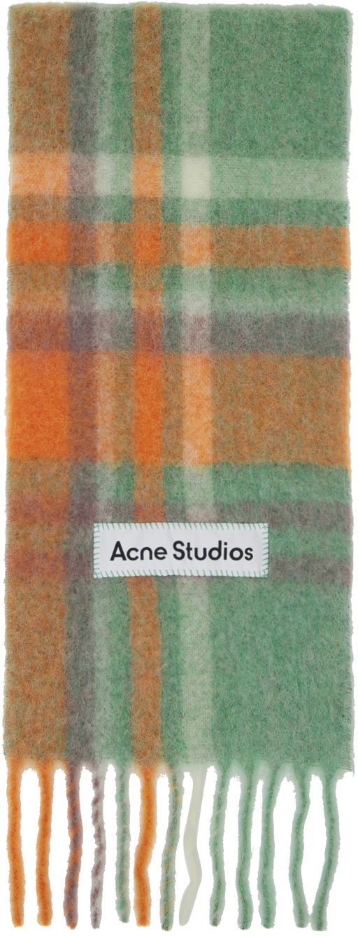 Облекло Acne Studios Orange & Green Tartan Scarf Зелено | CA0293-, 0