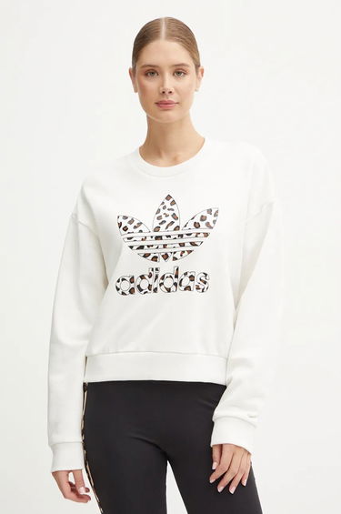Суитчър adidas Originals Leopard Crewneck Sweatshirt Бяло | IW8477, 0