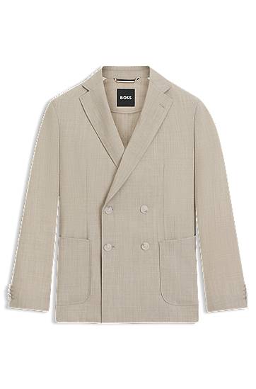 Яке BOSS BOSS Double-Breasted Micro-Patterned Virgin Wool Blazer Бежово | 50553881, 0