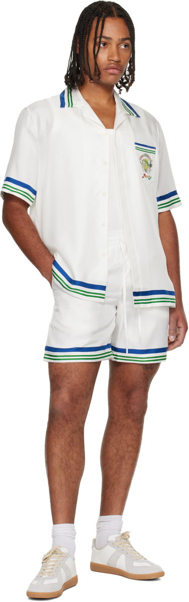 Къси панталони Casablanca Tennis Club Icon Silk Twill Shorts Бяло | M-AW25-TR-012-01, 3