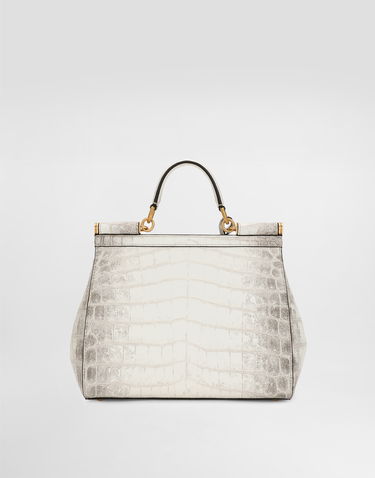 Дамска чанта Dolce & Gabbana Dolce & Gabbana Sicily Large Crocodile Leather Handbag Бяло | BB6002B2EM180001, 2