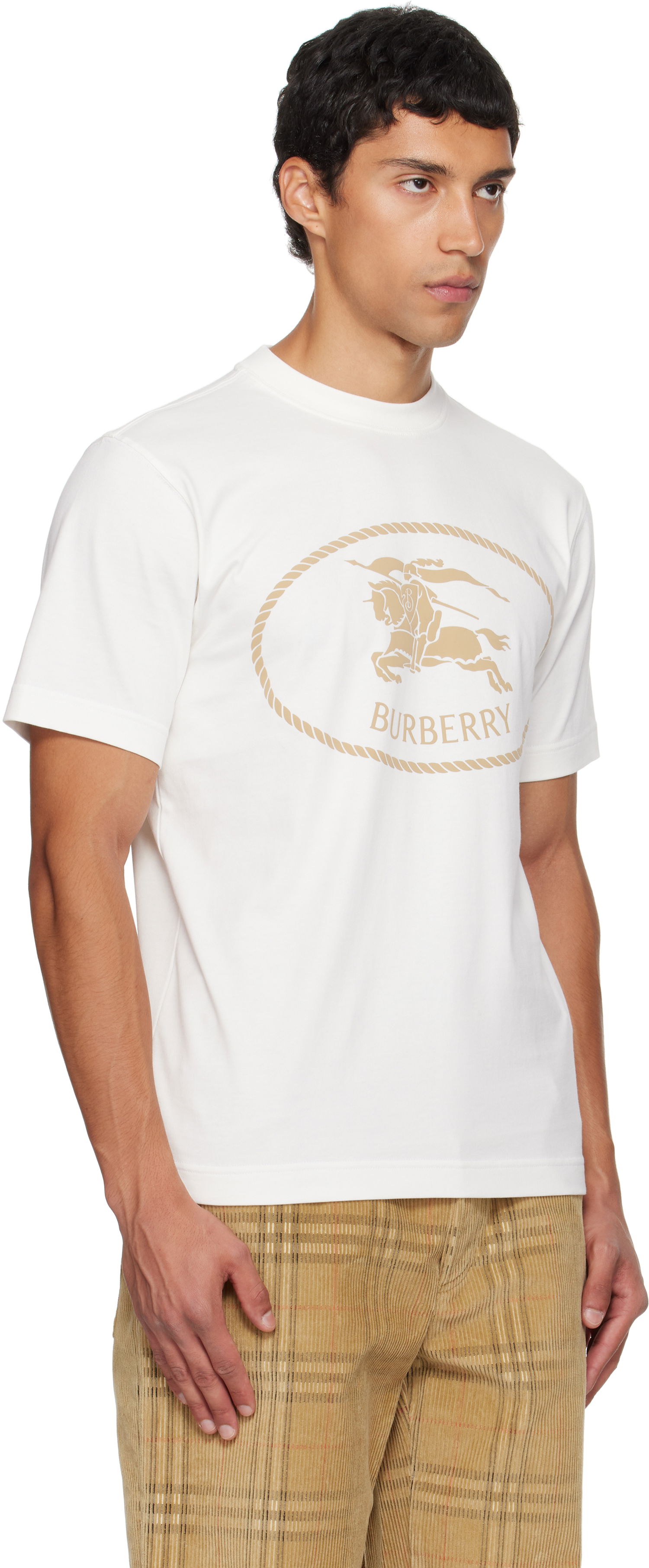 Тениска Burberry Burberry Knight Stamp Cotton T-Shirt Бяло | 8110112, 1