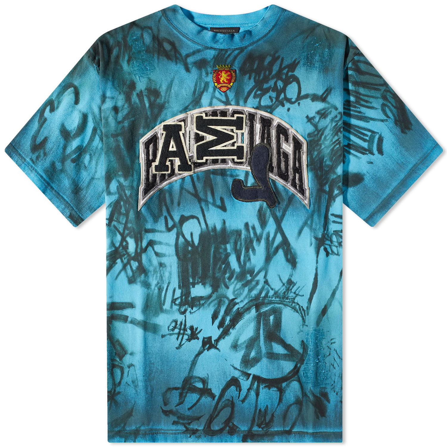 Тениска Balenciaga Graffiti Tee Тюркоазено | 739028-TOVA7-4900, 0