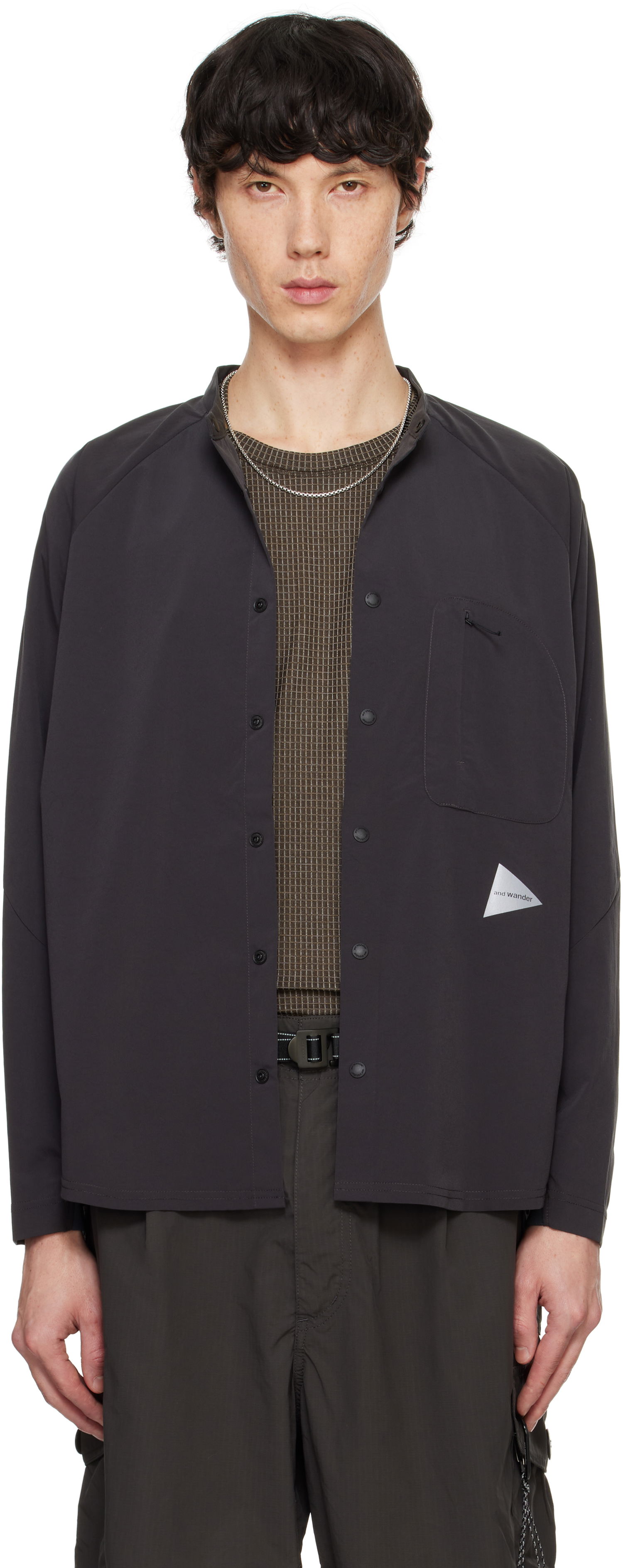 Риза and wander Fleece Base Band Collar Shirt Черно | 5744253121, 0