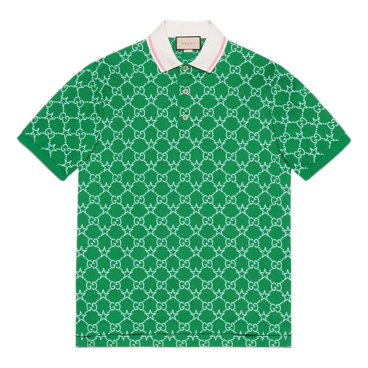 Поло тениска Gucci Stretch Cotton Polo With All-Over Logo Print Зелено | 696071-XJEE9-3129, 0