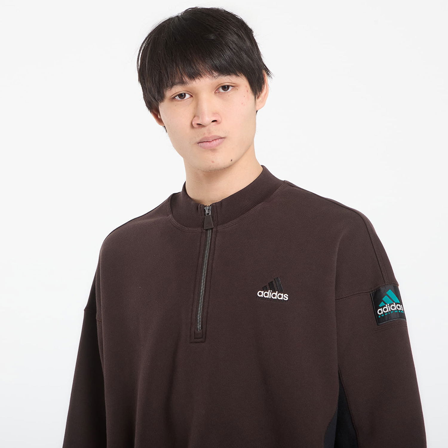 Суитчър adidas Performance Equipment Blocked Half-Zip Sweatshirt Кафяво | KE1352, 1