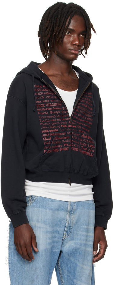 Суитчър VETEMENTS VETEMENTS 'Fuck' Fitted Zip-Up Hoodie Черно | UH76ZU660B, 1