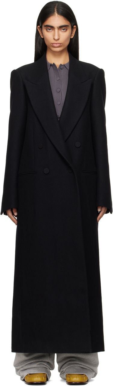 Тренчкот Dries Van Noten Dries Van Noten Wool Double-Breasted Maxi Coat Черно | 242-010216-9223, 0