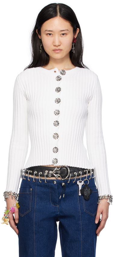 Пуловер Chopova Lowena Chopova Lowena Daffy Ribbed Knit Cardigan Бяло | 5151, 0