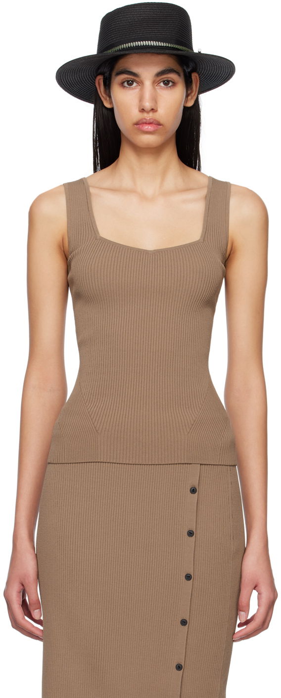 Потник rag & bone Rag & Bone Asher Rib Knit Tank Top Кафяво | WAS23S035YL35, 0